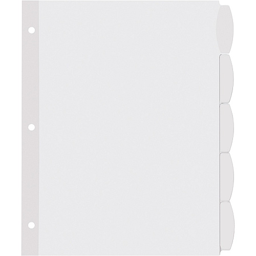 Avery&reg; Big Tab Printable White Label Dividers 20 x Divider(s) - 100 Tab(s) - 5 - 5 Tab(s)/Set - 8.5" Divider Width x 11" Divider Length - 3 Hole Punched - White Paper Divider - White Paper Tab(s) - 20% - Hole-punched, Printable, Easy Peel, Rei (14434)