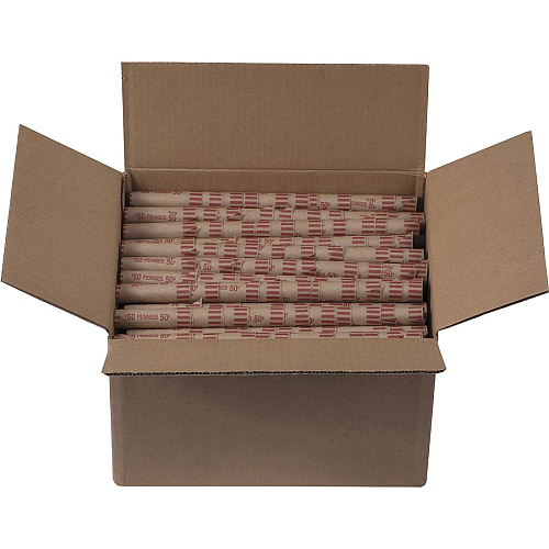 PAP-R Tubular Coin Wrap 1¢ Denomination - Durable, Burst Resistant, Crimped, Pre-formed - 57 lb Basis Weight - Paper - Red - 1000 / Box (23001)
