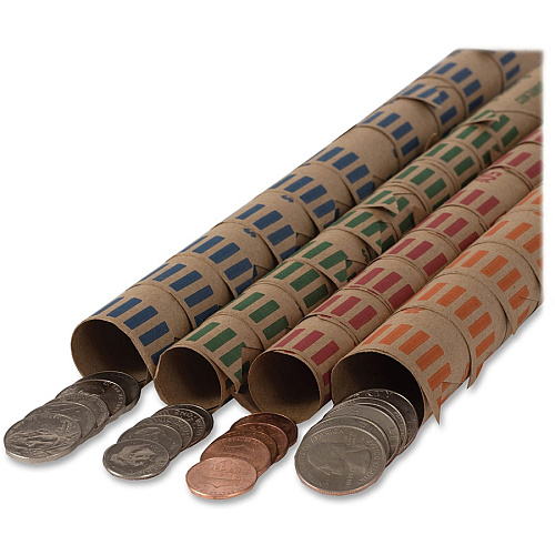 PAP-R Tubular Coin Wrap 1¢ Denomination - Durable, Burst Resistant, Crimped, Pre-formed - 57 lb Basis Weight - Paper - Red - 1000 / Box (23001)