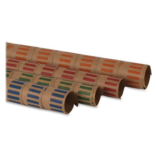 PAP-R Products Preformed Tubular Coin Wrappers, Quarters, $10, 1000 Wrappers/Box 25¢ Denomination - Durable, Burst Resistant, Crimped, Pre-formed - 57 lb Basis Weight - Paper - Orange - 1000 / Box (23025)