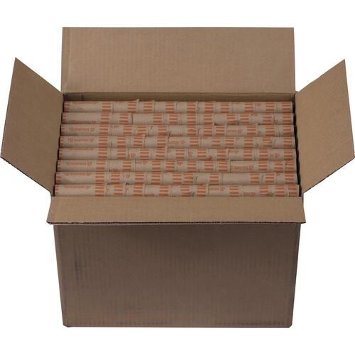 PAP-R Products Preformed Tubular Coin Wrappers, Quarters, $10, 1000 Wrappers/Box 25¢ Denomination - Durable, Burst Resistant, Crimped, Pre-formed - 57 lb Basis Weight - Paper - Orange - 1000 / Box (23025)
