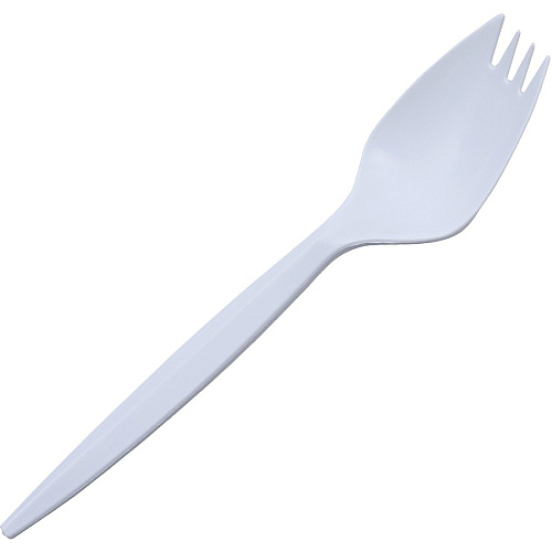 Genuine Joe Medium-Weight Spork 1 Piece(s) - Spork - 1 x Spork - Disposable - Polypropylene - White - 1000 / Carton (GJO20004)