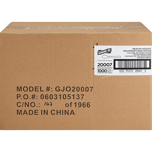 Genuine Joe Individually Wrapped Spoon 1 Piece(s) - Spoon - 1 x Spoon - Disposable - White - 1000 / Carton (GJO20007)