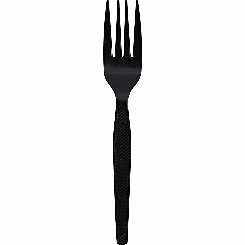 Genuine Joe Heavyweight Fork 1 Piece(s) - Fork - 1 x Fork - Disposable - Textured - Black - 1000 / Carton (GJO30403)