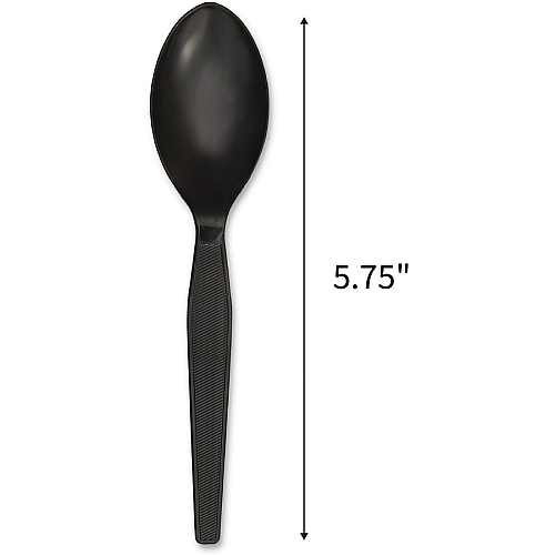 Genuine Joe Heavyweight Spoon 1 Piece(s) - Spoon - 1 x Spoon - Disposable - Textured - Black - 1000 / Carton (GJO30405)