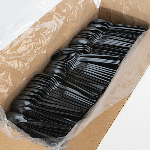 Genuine Joe Heavyweight Spoon 1 Piece(s) - Spoon - 1 x Spoon - Disposable - Textured - Black - 1000 / Carton (GJO30405)