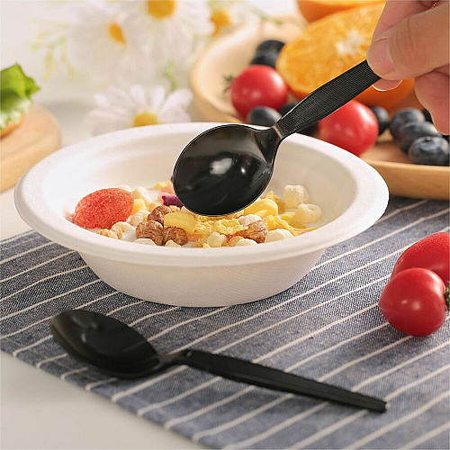 Genuine Joe Heavyweight Disposable Soup Spoons 1 Piece(s) - Soup Spoon - 1 x Soup Spoon - Disposable - Textured - Black - 1000 / Carton (GJO30406)