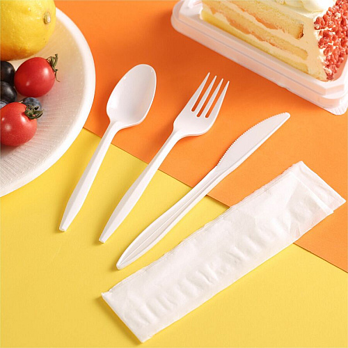 Genuine Joe 6-Piece Fork/Knife/Spoon Utensil Kit 250 Piece(s) - Cutlery Set - 1 x Spoon - 1 x Fork - 1 x Knife - Disposable - Polypropylene - White - 250 / Carton (GJO58943)