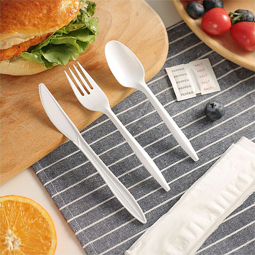 Genuine Joe 6-Piece Fork/Knife/Spoon Utensil Kit 250 Piece(s) - Cutlery Set - 1 x Spoon - 1 x Fork - 1 x Knife - Disposable - Polypropylene - White - 250 / Carton (GJO58943)