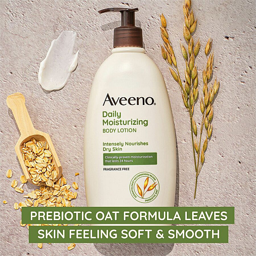 Aveeno&reg; Daily Moisturizing Body Lotion Lotion - 18 fl oz - For Dry Skin - Applicable on Body - Moisturising, Fragrance-free, Non-greasy, Non-comedogenic, Soothing Oat, Rich Emollients, Nourishes Dry Skin, Gentle - 1 Each (003844)