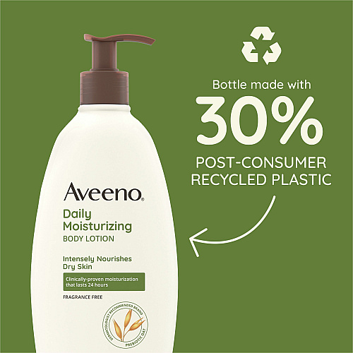 Aveeno&reg; Daily Moisturizing Body Lotion Lotion - 18 fl oz - For Dry Skin - Applicable on Body - Moisturising, Fragrance-free, Non-greasy, Non-comedogenic, Soothing Oat, Rich Emollients, Nourishes Dry Skin, Gentle - 1 Each (003844)