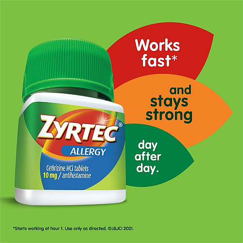 Zyrtec Allergy Tablets For Runny Nose, Sneezing, Itchy Throat - 30 / Card (20436)
