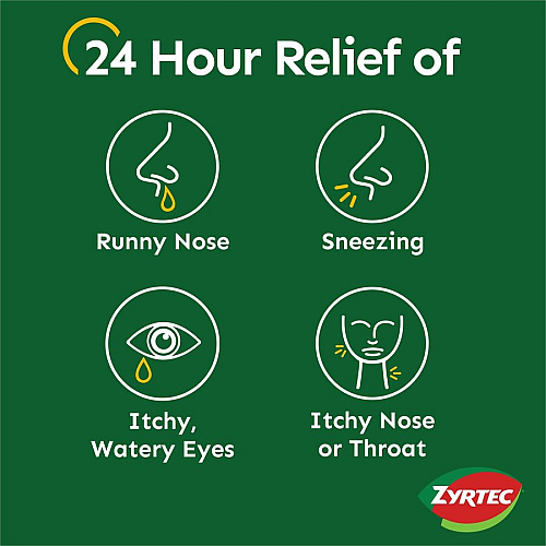 Zyrtec Allergy Tablets For Runny Nose, Sneezing, Itchy Throat - 30 / Card (20436)