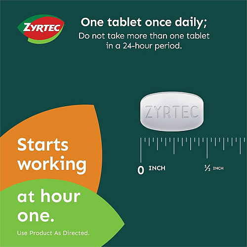 Zyrtec Allergy Tablets For Runny Nose, Sneezing, Itchy Throat - 30 / Card (20436)