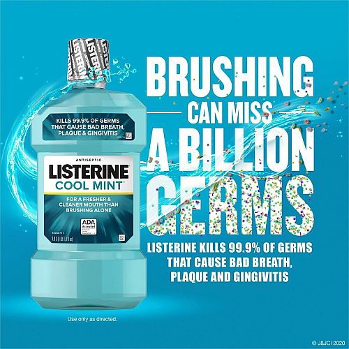 LISTERINE&reg; Cool Mint Antiseptic Mouthwash For Plaque, Bad Breath, Gingivitis - Mint - 1.59 quart - 1 Each (42755)