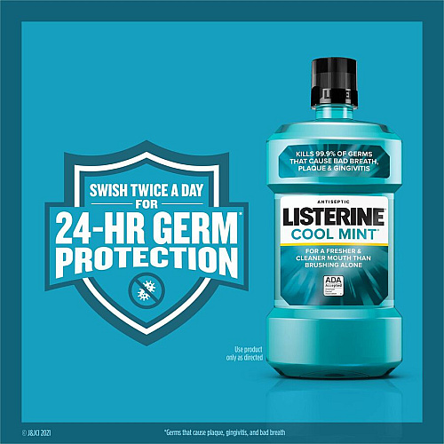 LISTERINE&reg; Cool Mint Antiseptic Mouthwash For Plaque, Bad Breath, Gingivitis - Mint - 1.59 quart - 1 Each (42755)