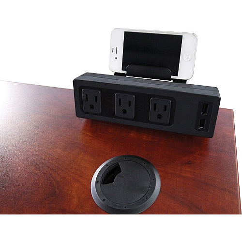 Lorell Under Desk AC Power Center with USB Charger 3 x AC Power, 2 x USB - Black (LLR33993)