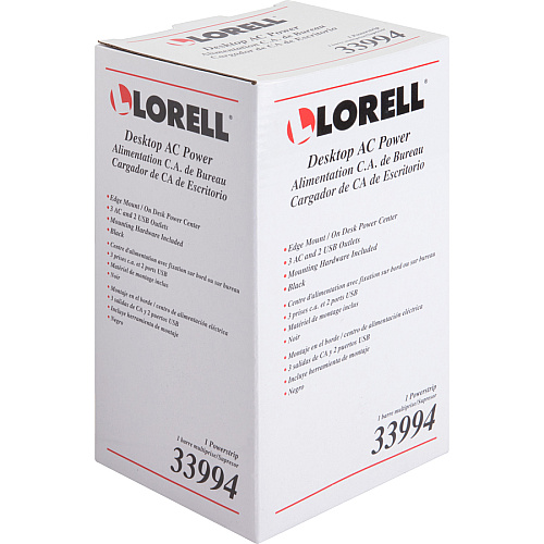 Lorell Desktop AC Power Center with USB Charger 3 x AC Power, 2 x USB - Desk Mountable - Black (LLR33994)