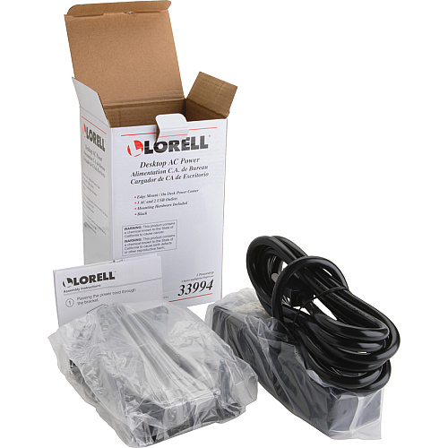 Lorell Desktop AC Power Center with USB Charger 3 x AC Power, 2 x USB - Desk Mountable - Black (LLR33994)
