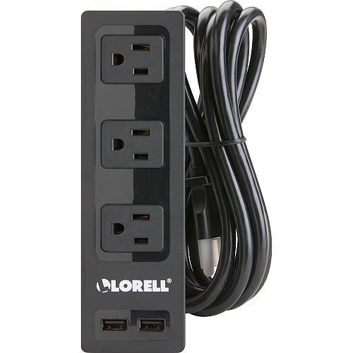 Lorell Desktop AC Power Center with USB Charger 3 x AC Power, 2 x USB - Desk Mountable - Black (LLR33994)
