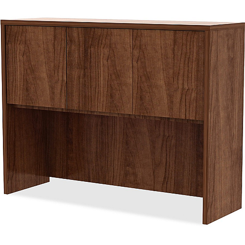 Lorell Essentials Series Stack-on Hutch with Doors 36" Height x 48" Width x 15" Depth - Material: Metal - Finish: Walnut, Laminate - Adjustable Glide, Lockable, Floor Glide - For Office (LLR34397)