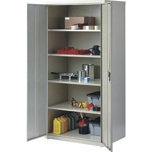 Lorell Fortress Series Storage Cabinet 36" Width x 24" Depth x 72" Height - 5 x Shelf(ves) - Hinged Door(s) - Sturdy, Recessed Locking Handle, Removable Lock, Durable, Storage Space - Light Gray - Powder Coated - Steel - Recycled (LLR34411)