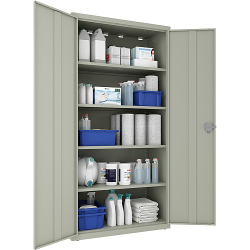 Lorell Fortress Series Storage Cabinet 36" Width x 24" Depth x 72" Height - 5 x Shelf(ves) - Hinged Door(s) - Sturdy, Recessed Locking Handle, Removable Lock, Durable, Storage Space - Light Gray - Powder Coated - Steel - Recycled (LLR34411)