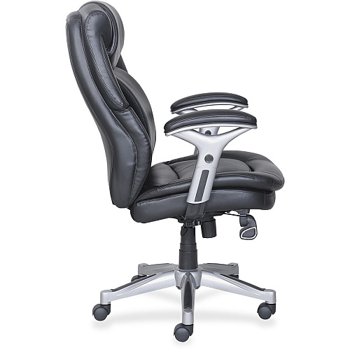 Lorell Wellness by Design Executive Office Chair Black Bonded Leather Seat - Black Bonded Leather Back - High Back - 5-star Base - Armrest - 1 Each (LLR47920)