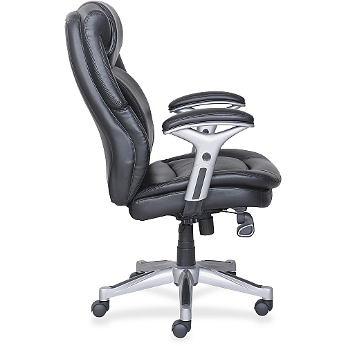 Lorell Wellness by Design Executive Office Chair Black Bonded Leather Seat - Black Bonded Leather Back - High Back - 5-star Base - Armrest - 1 Each (LLR47920)