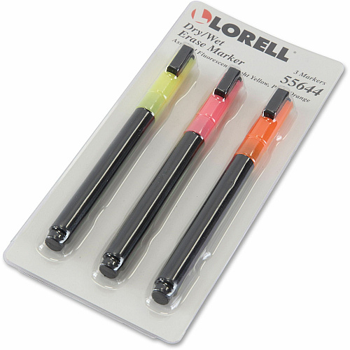 Lorell Dry/Wet-Erase Markers Assorted Ink - 3 / Pack (LLR55644)