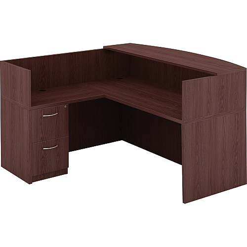 Lorell Essentials Series Reception Return 41.5" Height x 42" Width x 24" Depth - Finish: Mahogany Laminate (LLR59627)