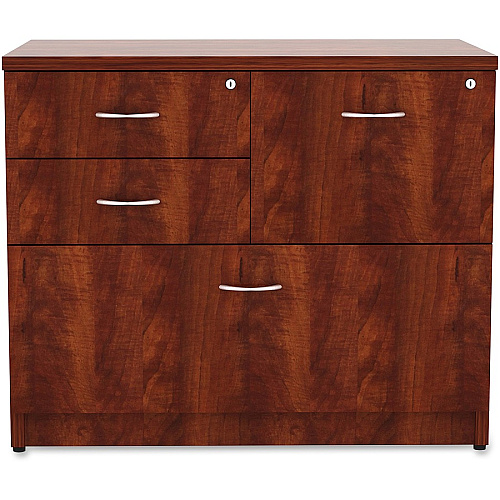 Lorell Essentials Series Box/Box/File Lateral File x 1" Thickness Side Panel, 29.5" Height x 35.5" Width x 22" Depth Lateral File - 4 x Box, File Drawer(s) - Cherry Laminate Table Top - Versatile, Ball Bearing Glide, Drawer Extension, Security  (LLR69540)