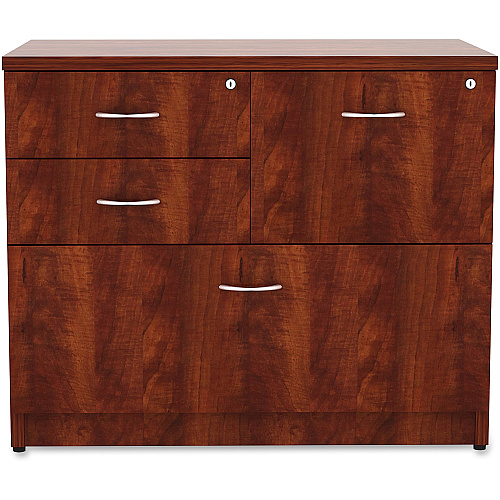 Lorell Essentials Series Box/Box/File Lateral File x 1" Thickness Side Panel, 29.5" Height x 35.5" Width x 22" Depth Lateral File - 4 x Box, File Drawer(s) - Cherry Laminate Table Top - Versatile, Ball Bearing Glide, Drawer Extension, Security  (LLR69540)