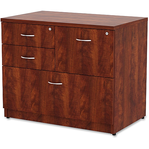 Lorell Essentials Series Box/Box/File Lateral File x 1" Thickness Side Panel, 29.5" Height x 35.5" Width x 22" Depth Lateral File - 4 x Box, File Drawer(s) - Cherry Laminate Table Top - Versatile, Ball Bearing Glide, Drawer Extension, Security  (LLR69540)