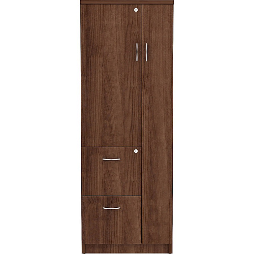Lorell Essentials/Revelance Tall Storage Cabinet 65.6" Height x 23.6" Width x 23.6" Depth Cabinet, x 0.5" Length Compartment - 2 x Storage Drawer(s) - 1 Door(s) - Finish: Walnut, Laminate (LLR69889)