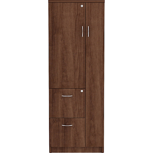 Lorell Essentials/Revelance Tall Storage Cabinet 65.6" Height x 23.6" Width x 23.6" Depth Cabinet, x 0.5" Length Compartment - 2 x Storage Drawer(s) - 1 Door(s) - Finish: Walnut, Laminate (LLR69889)