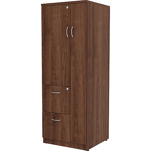 Lorell Essentials/Revelance Tall Storage Cabinet 65.6" Height x 23.6" Width x 23.6" Depth Cabinet, x 0.5" Length Compartment - 2 x Storage Drawer(s) - 1 Door(s) - Finish: Walnut, Laminate (LLR69889)