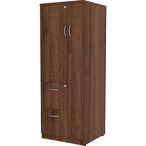 Lorell Essentials/Revelance Tall Storage Cabinet 65.6" Height x 23.6" Width x 23.6" Depth Cabinet, x 0.5" Length Compartment - 2 x Storage Drawer(s) - 1 Door(s) - Finish: Walnut, Laminate (LLR69889)