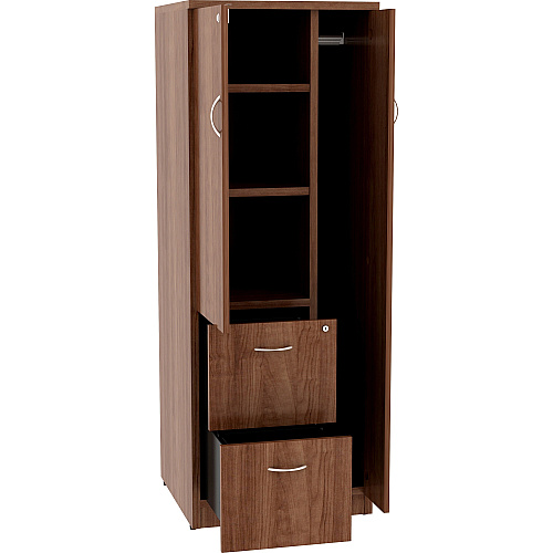 Lorell Essentials/Revelance Tall Storage Cabinet 65.6" Height x 23.6" Width x 23.6" Depth Cabinet, x 0.5" Length Compartment - 2 x Storage Drawer(s) - 1 Door(s) - Finish: Walnut, Laminate (LLR69889)