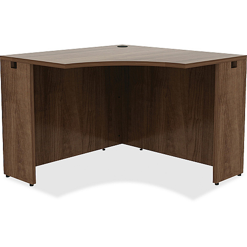 Lorell Essentials Series Corner Desk 24" Height x 42" Width x 29.5" Depth Desk - Material: Metal - Finish: Walnut, Laminate (LLR69953)