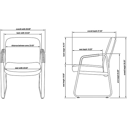 Lorell Big & Tall Upholstered Guest Chair Black Seat Color - Plywood, Fabric Seat Material - Black Back Color - Plywood, Fabric Back Material - Powder Coated Frame Color - Metal Frame Material - Sled Base - 1 Each (LLR84586)