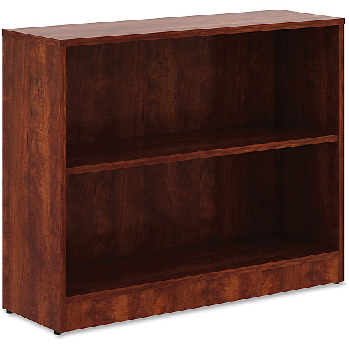 Lorell Laminate Bookcase 2 Shelf(ves) - 29.50" Height x 36" Width x 12" Depth - Sturdy, Adjustable Feet, Adjustable Shelf - Thermofused Laminate (TFL) - Cherry - Laminate - 1 Each (LLR99779)