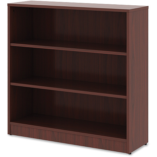 Lorell Laminate Bookcase 3 Shelf(ves) - 36" Height x 36" Width x 12" Depth - Sturdy, Adjustable Feet, Adjustable Shelf - Thermofused Laminate (TFL) - Mahogany - Laminate - 1 Each (LLR99781)