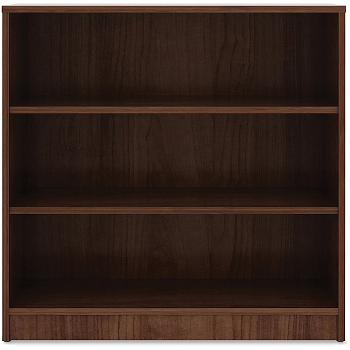 Lorell Laminate Bookcase 3 Shelf(ves) - 36" Height x 36" Width x 12" Depth - Sturdy, Adjustable Feet, Adjustable Shelf - Thermofused Laminate (TFL) - Walnut - Laminate - 1 Each (LLR99783)