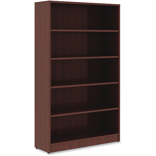 Lorell Laminate Bookcase x 0.8" Thickness Shelf, 60" Height x 36" Width x 12" Depth - 5 Shelve(s) - 4 Adjustable Shelf(ves) - Square Edge - Material: Thermofused Laminate (TFL) - Finish: Mahogany (LLR99787)