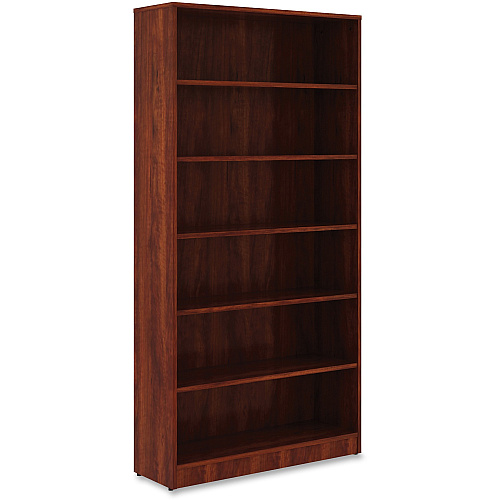 Lorell Laminate Bookcase 6 Shelf(ves) - 73" Height x 36" Width x 12" Depth - Sturdy, Adjustable Feet, Adjustable Shelf - Thermofused Laminate (TFL) - Cherry - Laminate - 1 Each (LLR99791)