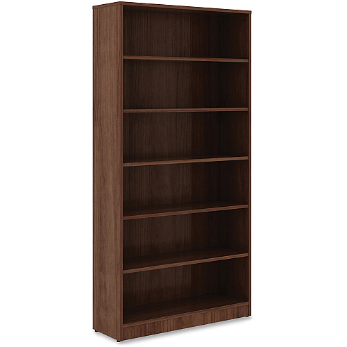 Lorell Laminate Bookcase 6 Shelf(ves) - 72" Height x 36" Width x 12" Depth - Sturdy, Adjustable Feet, Adjustable Shelf, Square Corner - Thermofused Laminate (TFL) - Walnut - Laminate - 1 Each (LLR99792)