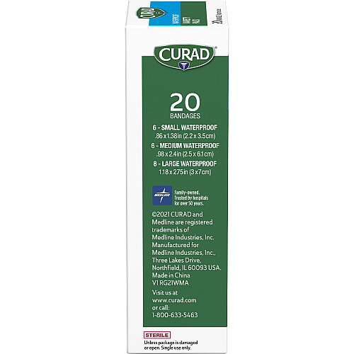 Curad Assorted Waterproof Transparent Bandages Transparent - Polyurethane - 20 / Box (CUR5108)