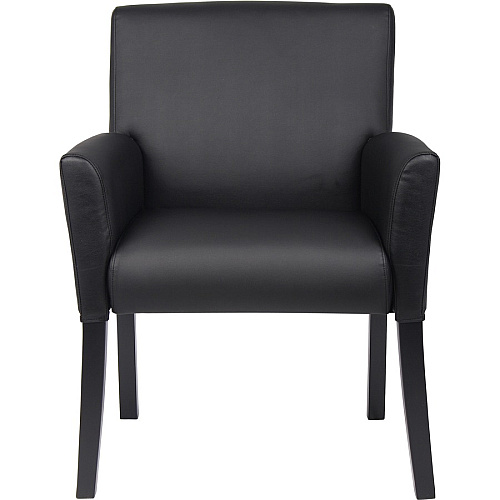 Boss Box Arm Guest Chair Vinyl Seat Material - Four-legged Base - Black - 1 Each (B639)
