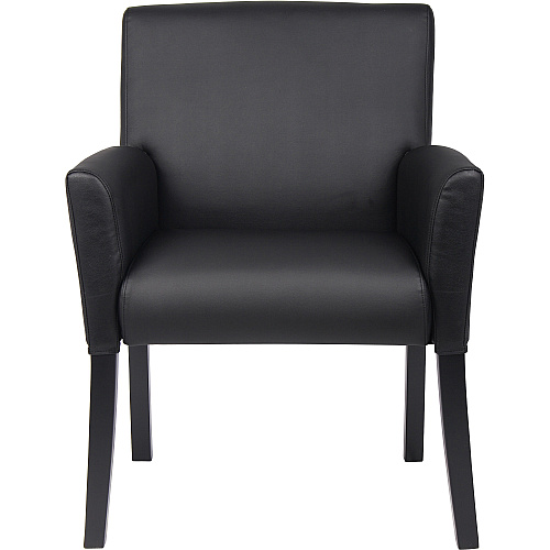 Boss Box Arm Guest Chair Vinyl Seat Material - Four-legged Base - Black - 1 Each (B639)